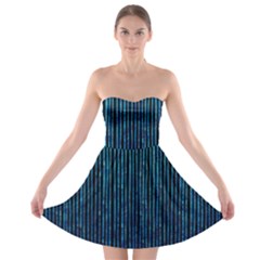 Stylish Abstract Blue Strips Strapless Bra Top Dress by gatterwe