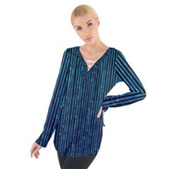 Stylish Abstract Blue Strips Tie Up Tee by gatterwe