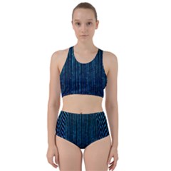 Stylish Abstract Blue Strips Racer Back Bikini Set by gatterwe