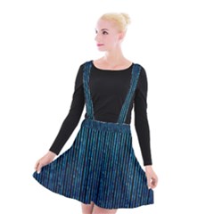 Stylish Abstract Blue Strips Suspender Skater Skirt