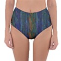 Stylish Colorful Strips Reversible High-Waist Bikini Bottoms View1