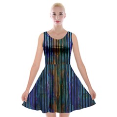 Stylish Colorful Strips Velvet Skater Dress