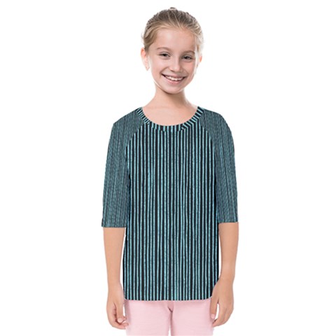 Stylish Frost Blue Strips Kids  Quarter Sleeve Raglan Tee by gatterwe