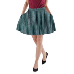 Stylish Frost Blue Strips A-line Pocket Skirt by gatterwe