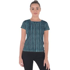 Stylish Frost Blue Strips Short Sleeve Sports Top  by gatterwe