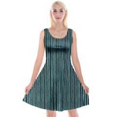 Stylish Frost Blue Strips Reversible Velvet Sleeveless Dress by gatterwe