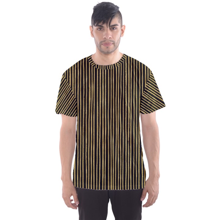 Stylish Golden Strips Men s Sports Mesh Tee