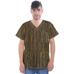 Stylish Golden Strips Men s V-Neck Scrub Top