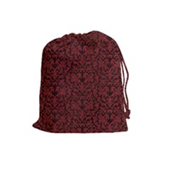 Red Glitter Look Floral Drawstring Pouches (Large) 