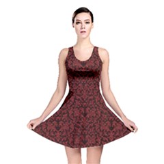 Red Glitter Look Floral Reversible Skater Dress by gatterwe