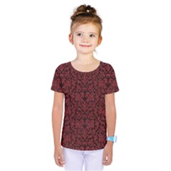 Red Glitter Look Floral Kids  One Piece Tee