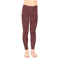 Red Glitter Look Floral Kids  Legging