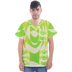 Green shapes canvas                               Men s V-Neck Scrub Top