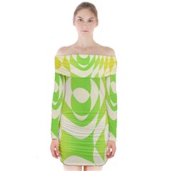 Green shapes canvas                             Long Sleeve Off Shoulder Dress