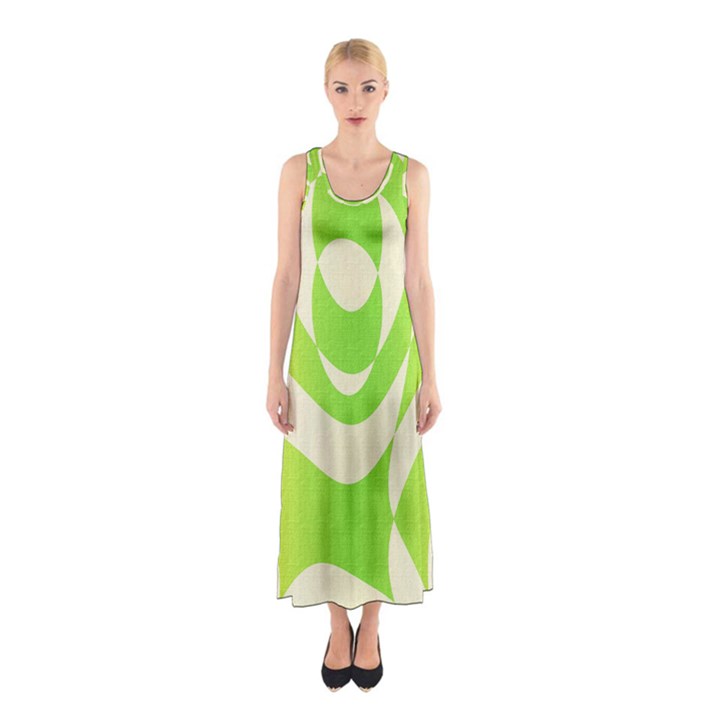 Green shapes canvas                              Full Print Maxi Dress