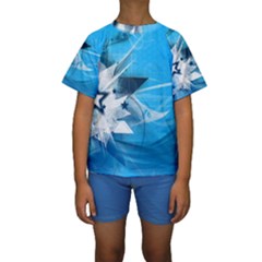 Star Cube Sphere Lines Rays Vector  Kids  Short Sleeve Swimwear