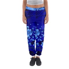 Floral Design, Cherry Blossom Blue Colors Women s Jogger Sweatpants by FantasyWorld7