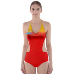 Nyc With Red48x36 Copy Cut-out One Piece Swimsuit