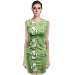 Cow Flower Pattern Wallpaper Classic Sleeveless Midi Dress