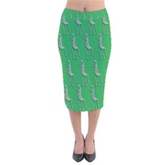 Giraffe Pattern Wallpaper Vector Velvet Midi Pencil Skirt
