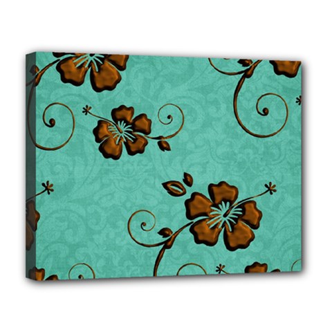 Chocolate Background Floral Pattern Canvas 14  x 11 