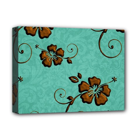 Chocolate Background Floral Pattern Deluxe Canvas 16  x 12  