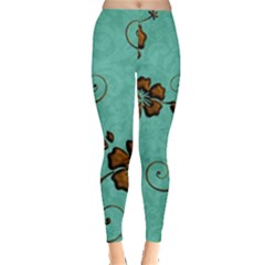 Chocolate Background Floral Pattern Leggings 