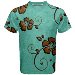 Chocolate Background Floral Pattern Men s Cotton Tee