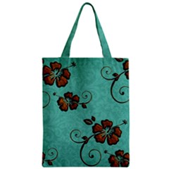 Chocolate Background Floral Pattern Zipper Classic Tote Bag