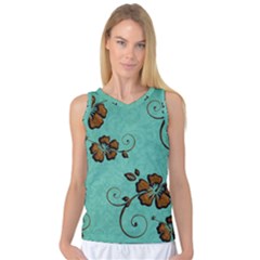 Chocolate Background Floral Pattern Women s Basketball Tank Top