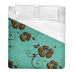 Chocolate Background Floral Pattern Duvet Cover (Full/ Double Size)