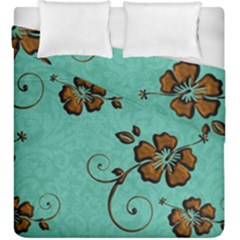 Chocolate Background Floral Pattern Duvet Cover Double Side (king Size)