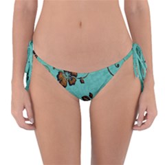 Chocolate Background Floral Pattern Reversible Bikini Bottom