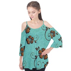 Chocolate Background Floral Pattern Flutter Tees