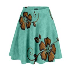 Chocolate Background Floral Pattern High Waist Skirt by Nexatart