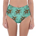 Chocolate Background Floral Pattern Reversible High-Waist Bikini Bottoms View1