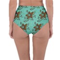 Chocolate Background Floral Pattern Reversible High-Waist Bikini Bottoms View2