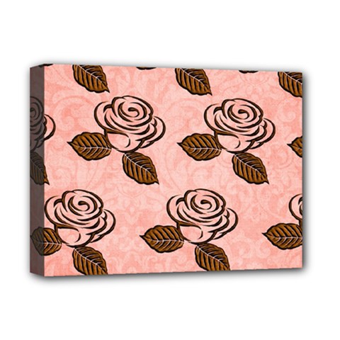 Chocolate Background Floral Pattern Deluxe Canvas 16  X 12   by Nexatart