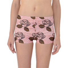 Chocolate Background Floral Pattern Boyleg Bikini Bottoms by Nexatart