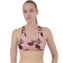 Chocolate Background Floral Pattern Criss Cross Racerback Sports Bra View1