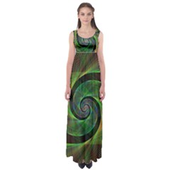 Green Spiral Fractal Wired Empire Waist Maxi Dress by Nexatart