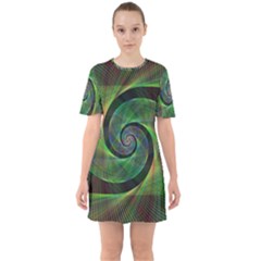 Green Spiral Fractal Wired Mini Dress