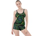 Green Spiral Fractal Wired Boyleg Tankini Set  View1