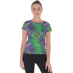 Fractal Spiral Swirl Pattern Short Sleeve Sports Top  by Nexatart