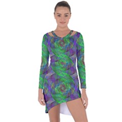 Fractal Spiral Swirl Pattern Asymmetric Cut-out Shift Dress by Nexatart