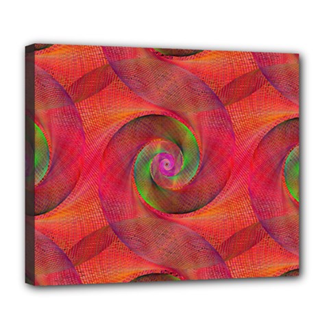 Red Spiral Swirl Pattern Seamless Deluxe Canvas 24  X 20   by Nexatart