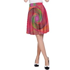 Red Spiral Swirl Pattern Seamless A-line Skirt by Nexatart