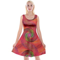 Red Spiral Swirl Pattern Seamless Reversible Velvet Sleeveless Dress by Nexatart