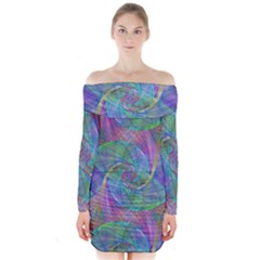 Spiral Pattern Swirl Pattern Long Sleeve Off Shoulder Dress by Nexatart