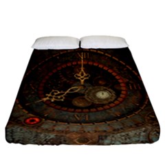 Steampunk, Awesome Clocks Fitted Sheet (california King Size) by FantasyWorld7